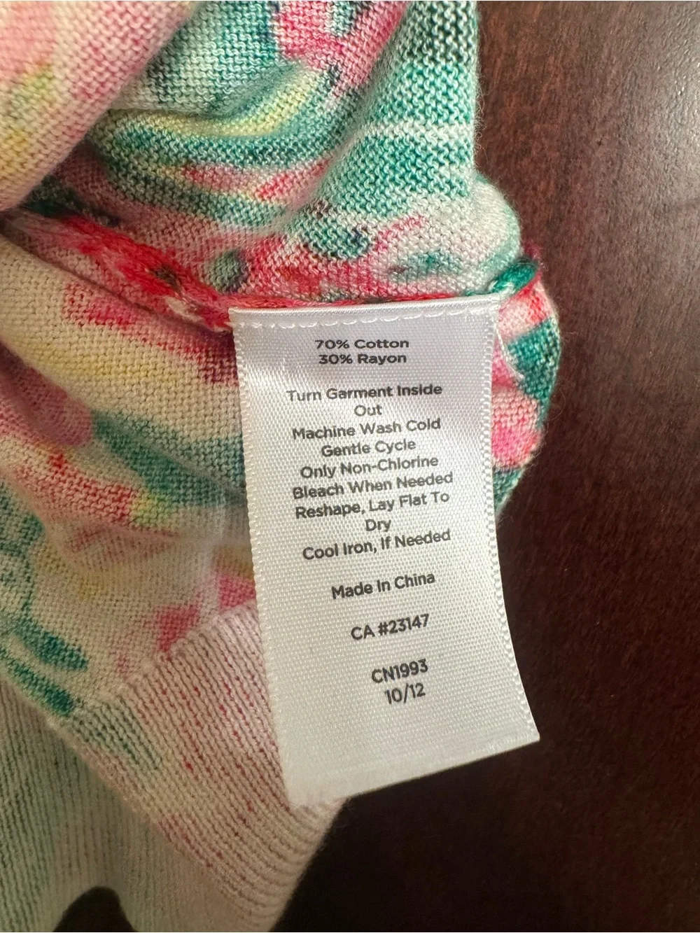 Talbots Small Floral Cardigan Pink Green Button Front Sweater